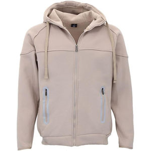 เสื้อฮู้ดแฟชั่นสำหรับผู้ชายมีซิปสะท้อนแสงสีทึบโอเวอร์ไซส์ออกแบบได้ตามต้องการ - Product Image 1