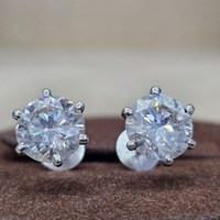 925 Silber Braut Moissanit Verlobungsschmuck-Set für Hochzeit Damen GRA-Zertifikat VVSD Diamantringe Ohrringe für Hochzeit