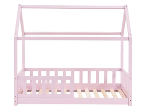 Letto per Bambini a Forma di Casa, Struttura in Legno di Pino Massiccio con Sponde di Sicurezza per Bambini e Bambine, Bianco - Product Image 4