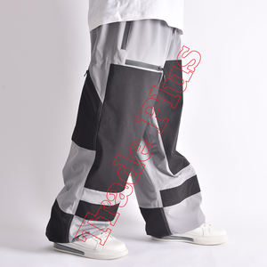 Pantalones de nieve holgados grises y negros de dos tonos personalizados impermeables con forro polar cálido con cordón en la cintura y parte inferior del puño elástico - Product Image 3