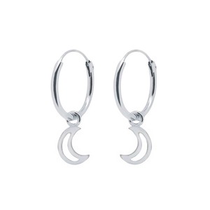 ต่างหูเงินรูปพระจันทร์ขนาด1.2x12มม. ประดับมุกเพทายหินหลักสำหรับปาร์ตี้ของขวัญทำจากทองเหลืองสแตนเลส - Product Image 1