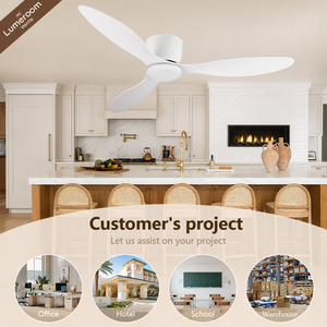 52 Inch Flush Mount <b>Ceiling</b> <b>Fan</b> <b>with</b> <b>Remote</b>, Low Profile Quiet DC Motor <b>Fan</b> for Bedroom Living Room - Product Image 3
