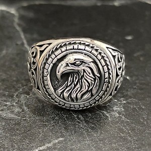 Anillo de Plata de Ley 925 con Diseño de Águila Alada para Hombre, Estilo Americano Impresionante con Animales Silvestres, Regalo - Product Image 2