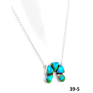 Collier en argent sterling fait main du sud-ouest avec dahlia paon et opale sertie en clos - Product Image 3