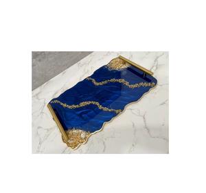 Resin <b>tray</b> <b>with</b> metal <b>handle</b> perfect for gifting wedding housewarming festive occasion kitchen <b>serving</b> decorative decor - Product Image 6