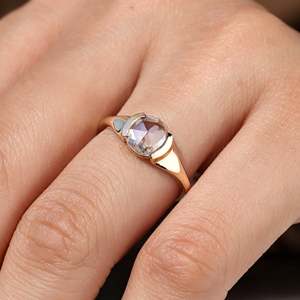 Bague de fiançailles solitaire en diamant taille rose ronde, bijou de mariage élégant et intemporel - Product Image 6