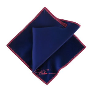 Handmade Navy Satin and Burgundy Knitted <b>Edge</b> Pocket <b>Square</b> with Signature Border Perfect Dining Companion for Blazers Suits - Product Image 3