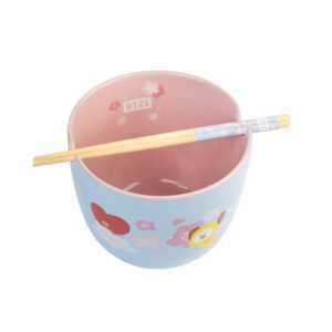 Bol à ramen BT21 écologique au design de dessin animé avec baguettes, logo personnalisé, en mélamine, vaisselle polie - Product Image 5