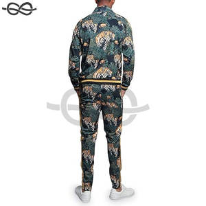 Personalizado Sweatsuit Cut Raw Hem Edge Chaquetas Pantalones Puff Print Chándal Pantalones Hombres Dos Piezas Jogger Chándal Conjuntos - Product Image 3