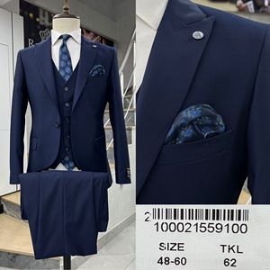 Traje de hombre de estilo clásico 80% lana 20% poliéster ajustado para todas las ocasiones de negocios - Product Image 4