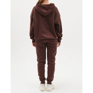 Conjuntos Deportivos de Invierno con Capucha para Mujer, 100% Poliéster, Corte Regular, Alta Calidad, 400 GSM, Felpa Lisa, Dos Piezas, Marrón Reversible - Product Image 6