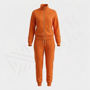 Survêtements en molleton de coton pur pour femmes élégants Logo personnalisable Étiquette de haute qualité Ensembles pour femmes Premium Doux et chaud Vêtements de sport de gym - Product Image 1