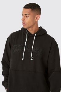 เสื้อฮู้ดดี้ผู้ชายผ้าฝ้าย 100% ทรงโอเวอร์ไซส์ ดีไซน์ใหม่ ขอบยางยืด แต่งลายขาดๆ สไตล์เฟรนช์เทอร์รี่ รับปักโลโก้ตามสั่ง ขายส่ง - Product Image 3