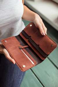 Cartera de viaje de cuero genuino para mujer, larga, antirrobo, fácil de llevar, tamaño estándar, cartera económica en efectivo, 2017 - Product Image 2