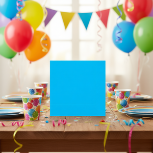 Serviettes de table Party Love bleues 33x33cm, lot de 12, pour la décoration de table de fête - Product Image 3