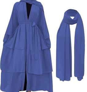 2025 Wholesale Abaya <b>for</b> <b>Women</b> Silk Fabric Open Islamic Abayas <b>Muslim</b> <b>Women</b> Long <b>Dress</b> Abaya - Product Image 2