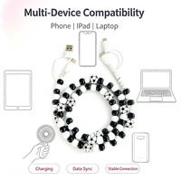 Câble de données USB en forme de ballon de football, perles rondes solides, décor de football, cordon de charge universel 4 en 1 pour téléphone