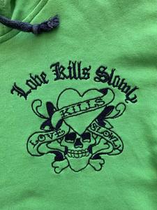 เสื้อโค้ทสีดำทรงหลวมแบบสั่งทำมีฮู้ดแผ่นผ้ากำมะหยี่มีซิปตัวอักษรสีพื้นปักลาย450GSM - Product Image 4