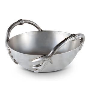 Design luxueux en aluminium métal bol rond salade de fruits légumes collations bol de service avec poignées décoratives bol de service alimentaire - Product Image 6