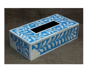 Couvercle de boîte à mouchoirs en incrustation d'os à motif feuillu fait à la main en incrustation d'os rouge porte-serviettes décoratif - Product Image 4