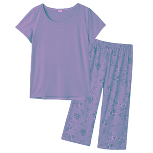 Industria tendencia suave algodón Floral AOP impresión personalizada pijama corazón corto conjunto salón Conjunto de pijama para mujeres señoras algodón PJ - Product Image 2