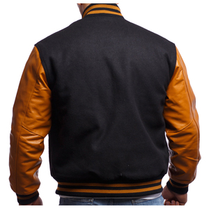 Chaqueta universitaria para hombre personalizada de alta calidad al por mayor chaqueta de béisbol informal de calle de nuevo estilo con mangas de cuero - Product Image 5
