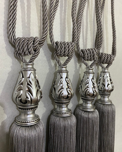 Pack of 2 - Curtain <b>Tie</b> <b>Back</b> - Silver <b>Tie</b> <b>Backs</b> - Silver Home Decor - Gray Curtain <b>Tie</b> - Product Image 2