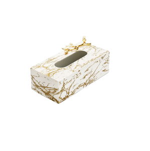 Boîte à mouchoirs en marbre rouge et sarcelle de style vénitien Design glamour unique avec papier orné - Product Image 3