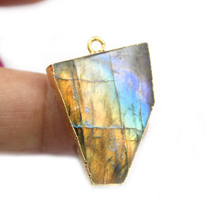 Collier à caution unique faisant connecteur or galvanisé authentique Labradorite dalle pierres précieuses bijoux à bricoler soi-même trouver des composants - Product Image 1