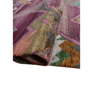 Alfombra de Lana y Seda de Bambú Anudada a Mano Freedom Manchaha Rosa Púrpura, Geométrica, 9x12, para Decoración de Sala de Estar, 10 mm - Product Image 2