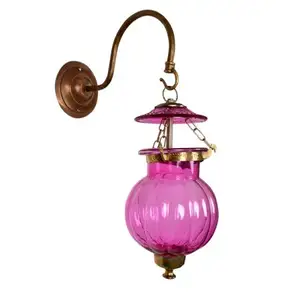 Lampe murale suspendue en verre rose de créateur, faite à la main en vrac, achetez au meilleur prix au palais des Arts indien WL-24/13830