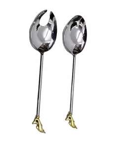 Ensemble de 4 couteaux à fromage en acier inoxydable et manche en corne brune de taille personnalisée, gadgets de cuisine en bois et bambou pour la viande - Product Image 2