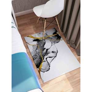 <b>Black</b> Marble Printed <b>Rug</b>: Luxury Alcohol Ink 3D Design for Dining Room,Nonwoven Thin <b>Rug</b> - Product Image 5