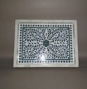 Bandeja Clásica Moderna de Alta Demanda con Incrustaciones de Hueso, Duradera, para Servir Té, Exhibición en Mesa de Centro, Uso Comercial, Suministro al por Mayor - Product Image 1