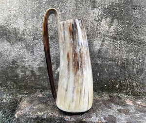 Indian Artisans Craftmanship Real Buffalo Ox Natural <b>Horn</b> made Polish Finish <b>Horn</b> Mug Tankard High Built for <b>VIKINGS</b> & Nors - Product Image 6