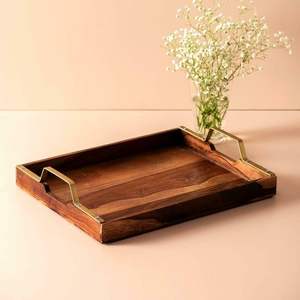 Plateau de table de service imbriqué décoratif Plateau en bois pour café et thé Offre spéciale Fournisseur et fabrication de plateau de service en bois - Product Image 3