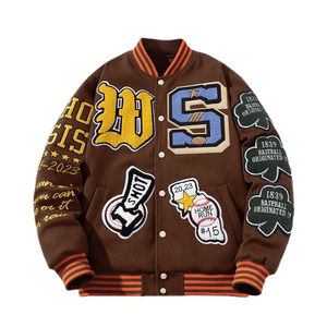 2024 Custom Logo Printed Letters Baseball Varsity <b>Jackets</b> Men's Custom Sports Uniforms With Genuine Leather Sleeves Personalized - Product Image 6
