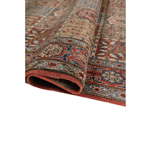 Alfombra Grande de Lana Anudada a Mano Aalam, Diseño Floral y Abstracto en Rojo y Naranja, para Entrada, Pasillo, Rectangular 9x12-Pae-6454 - Product Image 2