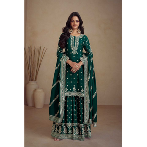 Fabricante de colecciones de trajes de desgaste festivo Heavy Real Chinon de diseñador exclusivo de lanzamiento por Royal Export en Surat Gujarat - Product Image 4