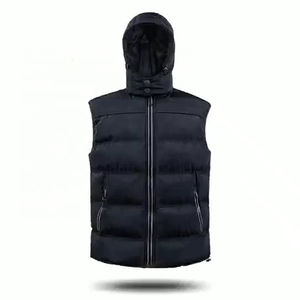 Veste d'hiver en gros Logo personnalisé Broderie Coupe-vent à capuche pour hommes Gilet à bulles sans manches Vente en gros de vêtements d'extérieur à séchage rapide pour hommes OEM - Product Image 1