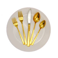 Ensemble de couverts haut de gamme en acier inoxydable argenté, 5 pièces, finition miroir, manche torsadé moderne, pour les fêtes
