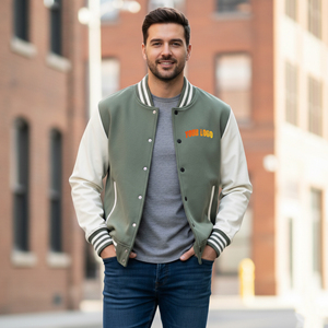 Nouvelle arrivée Veste de baseball en molleton 100% laine pour homme Logo personnalisé Haute qualité Style unique 2 tons Veste d'hiver pour homme Longue - Product Image 1