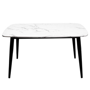 Ensemble de table à manger extensible Aster 140x80cm, pieds en fer et plateau en marbre AK218A, petit mobilier pour la maison et les restaurants - Product Image 2