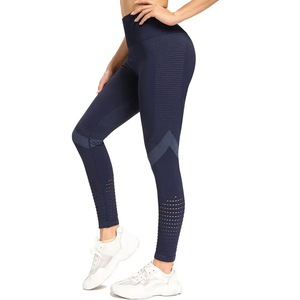 Seamless Knitted Gym Pocket <b>Yoga</b> Pants <b>Women's</b> Mid Waist Hip Lift Running Tight Customized Colors Breathable Quick Dry Solid - Product Image 1