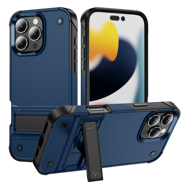 Rugged Armor TPU+PC Shockproof Bumper Case for 16 Pro Max/15/14/13 & More Invisible Stand Drop Protection Free Wholesale