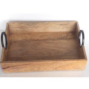 Bandeja DE SERVICIO DE MADERA Premium de nueva moda 2023 con mango de Metal, bandeja de café acrílica de la mejor calidad para uso doméstico - Product Image 4