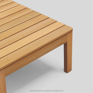 Muebles de exterior Mesa de exterior de 100x60x35 cm hecha de madera de teca con un acabado impecable y liso de diseño minimalista. - Product Image 4