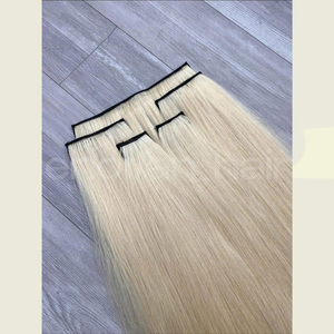 CLIP Rubio en extensiones de cabello humano vietnamita procesamiento ruso técnica eslava virgen suave textura sedosa Exportación de fábrica - Product Image 5
