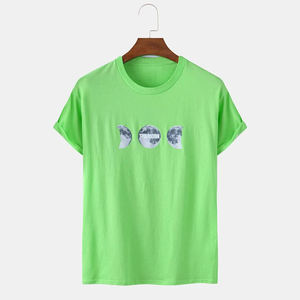 Vente en gros 100% T-shirt en coton pour hommes T-shirts décontractés imprimés de logo personnalisé Vêtements pour hommes vierges en tissu tricoté en bambou - Product Image 1