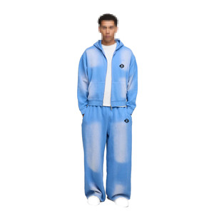 Conjunto Deportivo de Felpa de Algodón Grueso con Capucha y Cremallera, Corte Holgado, Acabado Suave, Ropa Deportiva Urbana para Venta al por Mayor - Product Image 1